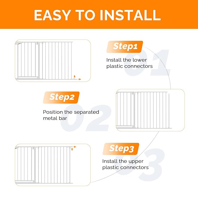 Bonnlo 82-Inch Versatile Safety Gate Metal Baby/Pet Gate Configurable Dog Barrier - Ideal for Wide Door Openings, Stairways, Doorways, Includes Wall Mounts