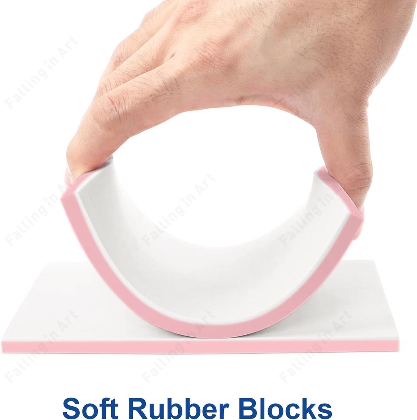 Falling in Art 5 Pack Rubber Carving Block, 4" x 6" Easy Cut Lino Blocks, Soft Linoleum Block for Printmaking, Stamps, Crafts