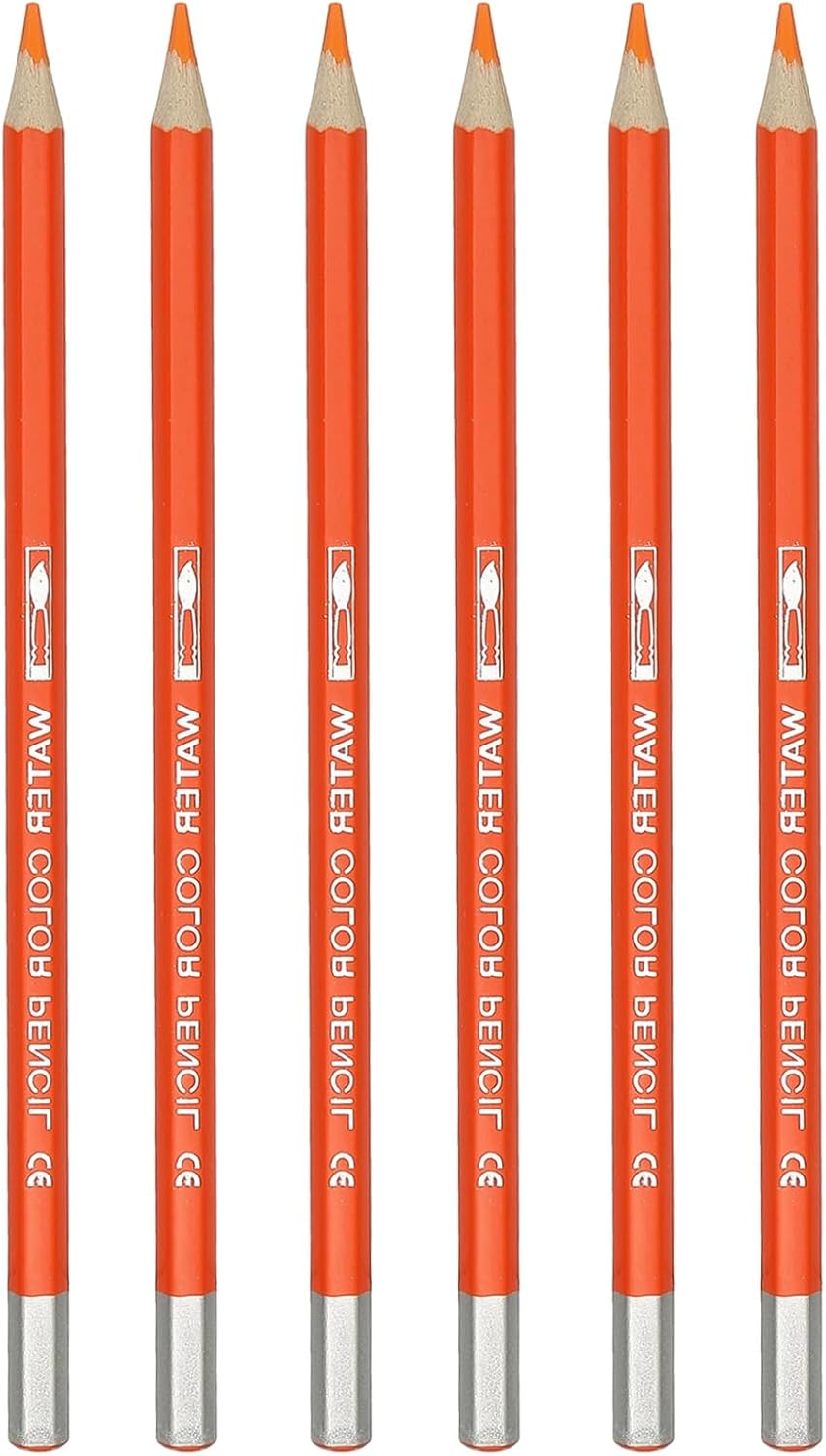 PATIKIL Watercolor Pencil, 6Pcs Water Soluble Pencils for Blending, Coloring, Sketch Drawing, Painting, Orange