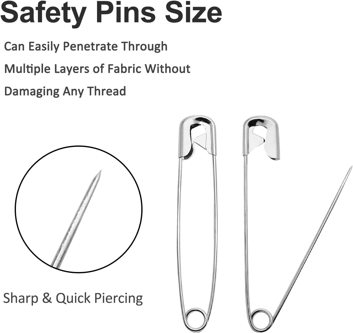 100 PCS 46mm / 1.8 Inch Heavy Duty Quilting Pins, Large Safety Pins Bulk, Silver Metal Sewing Pins, Big Safety Pins for DIY Crafts, Jewelry Making, Baby Clothing (Nickel Plated)