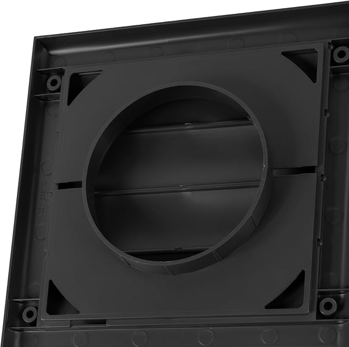 Plastic 4" Black Dryer Vent Cover with Flange - Exhaust Ventilation Grille with Shutters - Louvered Air Vent for Bathroom, Kitchen, Garage Various Ventilation Systems Ø3.9" / 7.5" x 7.5"
