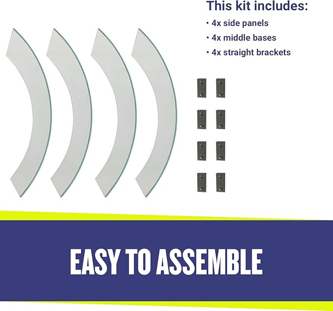 American Fire Products | Tempered Glass Flame Guard for 25” Round Drop-in Fire Pit Pans | Outdoor Wind Guard with Aluminum Fire-Resistant Brackets & Non-Slip Feet | 29-inch x 6-inch