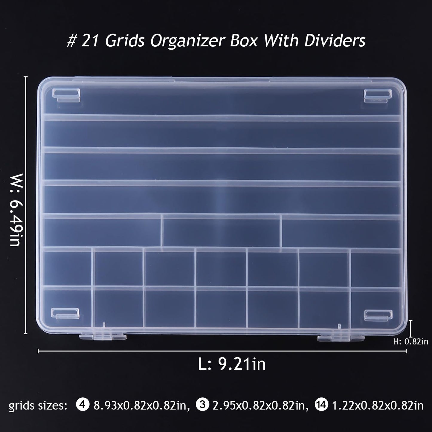 21 Grids Clear Large Plastic Organizer Box With Dividers, Bead Organizers And Storage Compartment Container For Nail Accessories/Jewelry/Craft/Screw/Small Parts/Diamond Painting Art Tools