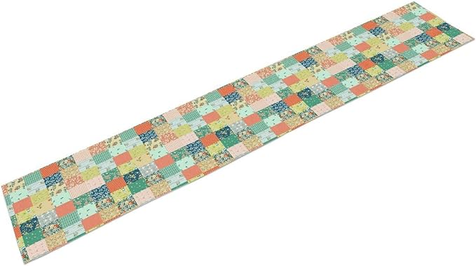 Boho Floral Patchwork Table Runner, Colorful Flower Print Rustic Farmhouse Country Vintage Paisley Table Runner for Dining Cafe Holiday Kitchen Home 13x60in
