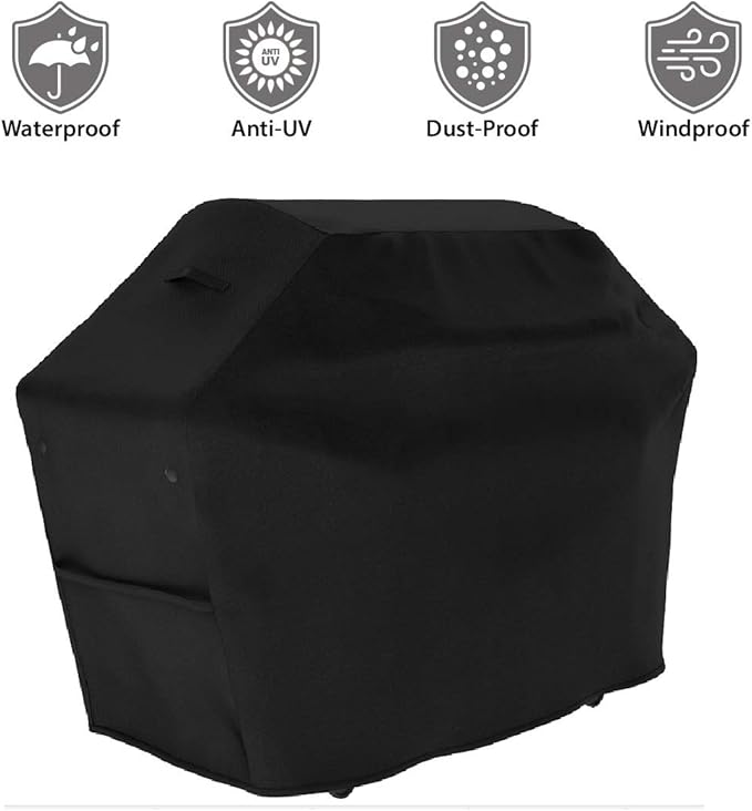 Heavy Duty BBQ Grill Cover 58 x 24 x 46 inch – 600D Polyester Waterproof, UV Fade Weather Resistant & Windproof Gas Barbeque Cover for Weber Char-Broil Brinkmann, Holland, Jenn Air, Cuisinart-Black