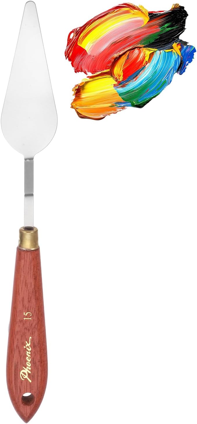 MECCANIXITY Pack of 1 Palette Knife No.15, 8.9" Long Palette Knives with Stainless Steel Flexible Spatula Pallet Knife and Wood Handle for Scraping, Mixing, Oil Acrylic Painting Canvas