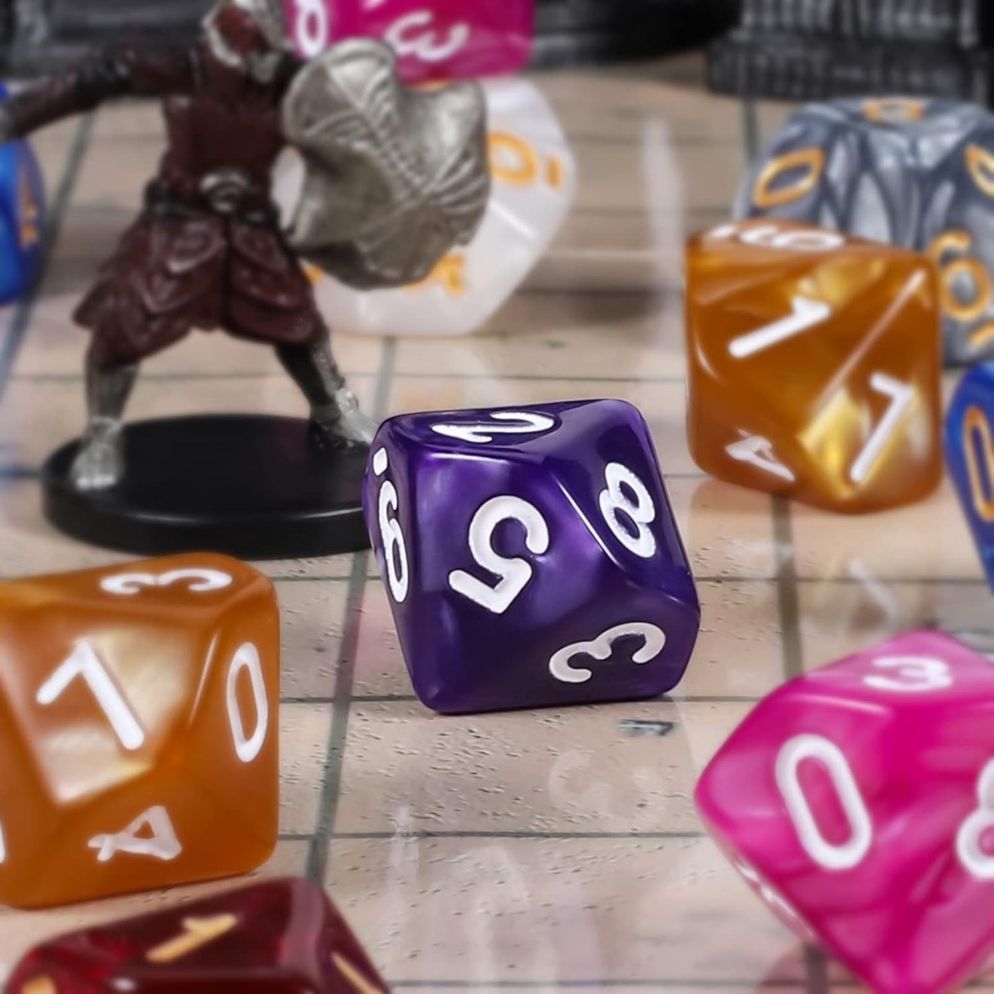 CiaraQ DND Polyhedral Dice (100pcs) with A Dice Bag Compatible with Dungeons and Dragons DND RPG MTG Role Playing Table Games (D10 dice, 10 colors-100 pcs)