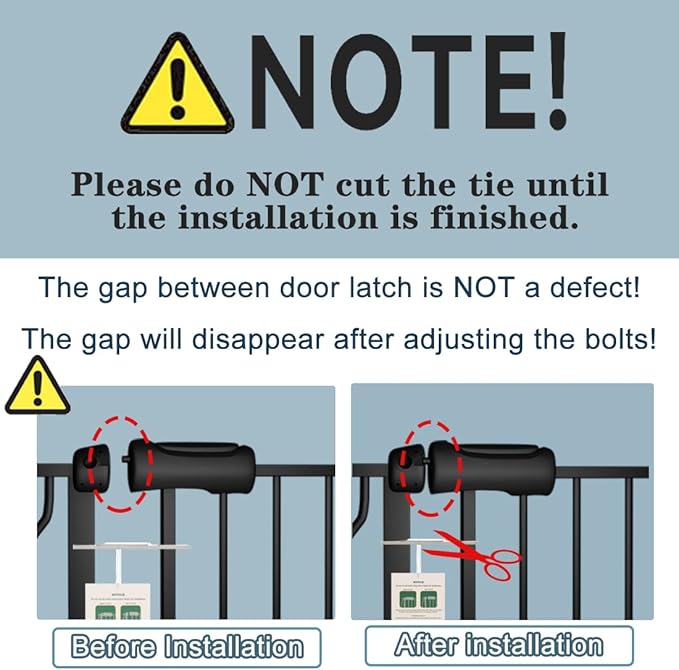Walk Through Black Baby Gate 43.5-48 Inch Wide, Pressure Mounted Safety with Door No Drill, Tension Metal for Dog Cat and Toddler