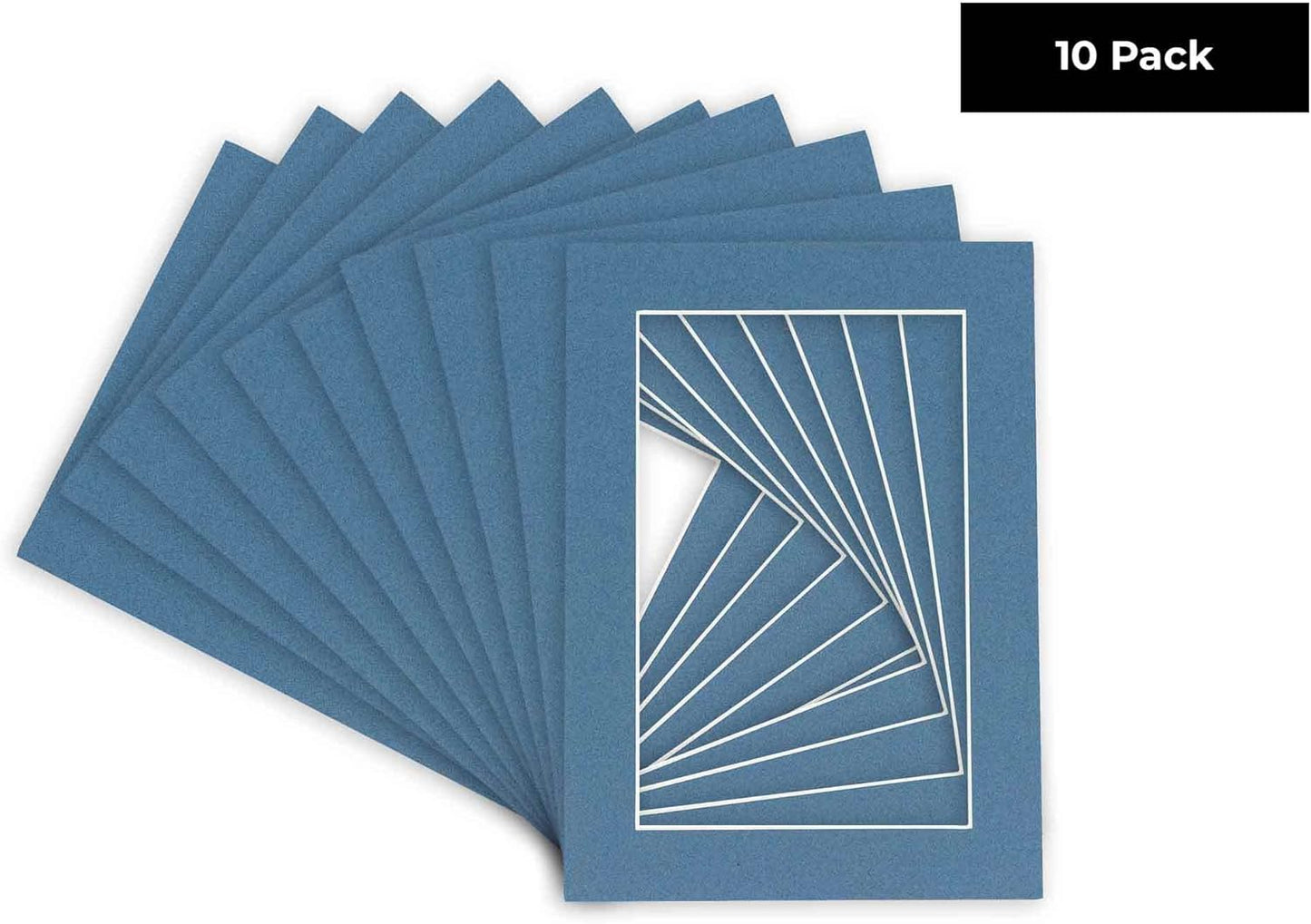 11x14 Mat for 8.5x11 Photo - Precut Steel Blue Picture Matboard for Frames 11 x 14 Inches - Bevel Cut to Display Art 8.5 x 11 Inches - Acid Free Pack of 10 MATS with Backing Boards & Clear Bags
