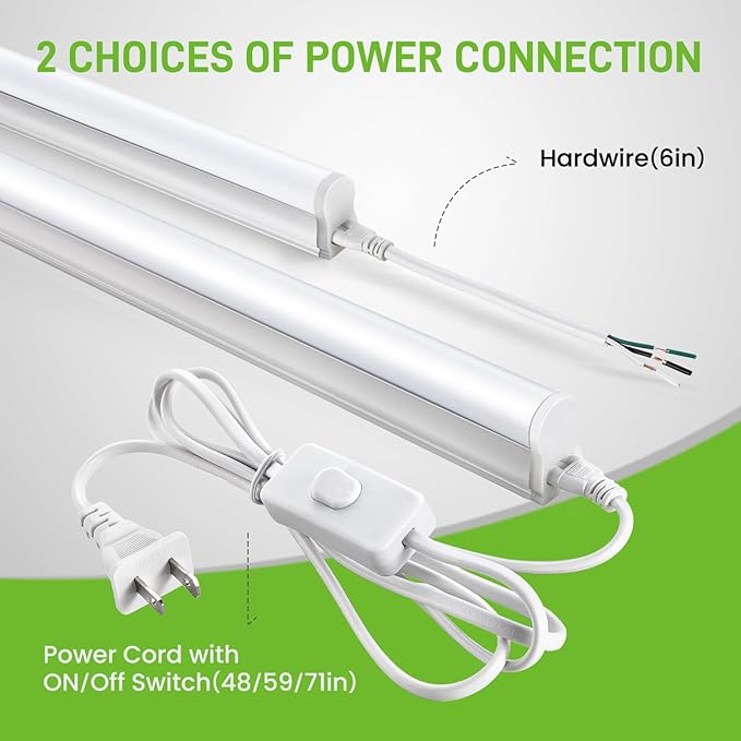 Pak 4FT LED Shop Lights, 2300LM 6500K Cool White, 20W Energy-Saving Super Bright Linkable T5 Ceiling and Under Cabinet Lighting Fixture for Garage, Workshop, Basement, Warehouse, FCC Certified, 6 Pack