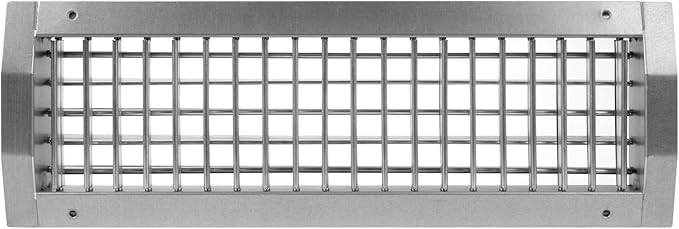 Repa Market 17" x 5" Inch Air Exhaust Grille for Round Ducts - 2 Adjustable Louvre Blades - Galvanized Air Supply Vent Cover - Side Fit Round Surface Canal Ducting from 9.84" to 35.43" Inches