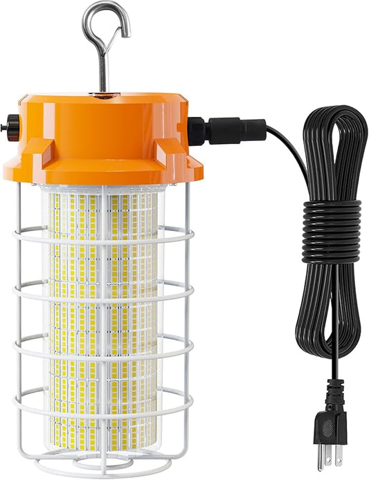 120W LED Temporary Work Light 18000LM Construction Lights 5000K Led Work Light IP67 Dust Waterproof Portable Lights with Stainless Steel Guard Hook for Factory Mine Wharf Job Site Garage Temp Lighting