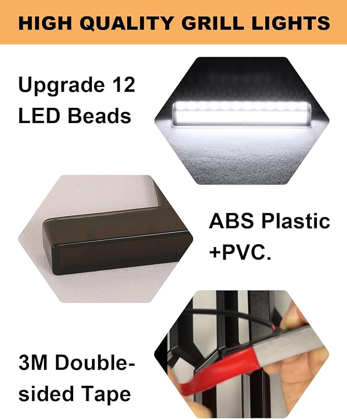 LED Grill Light for 2025 2024 Chevrolet Silverado Raptor Grille Lights Amber Warning Front Bumper Lamp 2019-2023 Silverado Accessories 4Pcs (White)