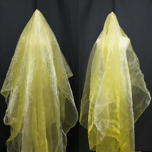 Two-Tone Iridescent Holographic Organza Fabric - 11 Yards by The Yard | Lightweight Sheer Tulle | for Wedding Dresses, Party Decor, DIY Crafts, Shiny Backdrops(Shimmery ICY Yellow)