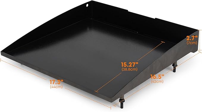 Stanbroil 17 Inch Flat Top Griddle Replacement Top for Blackstone 17" Tabletop Griddle Station, Ceramic Coated Steel Griddle Top Replacement with Rear Grease System, Black