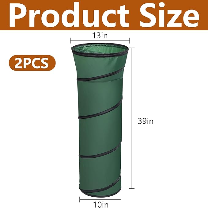 Adnee 2 Pcs Leaf Bag Funnel Holder, Foldable Lawn Bag Chute Stand Fit for 30 Gallon Paper Bags, Reusable Yard Waste Bag Funnel for Handling Garbage and Leaves