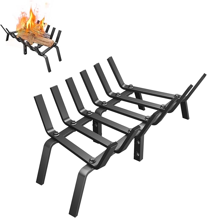 Fireplace Grate, 21 inch Solid Fireplace Log Holder, Heavy Duty Cast Iron Firewood Log Burning Rack Fire Grates for Inside Fireplace Accessories