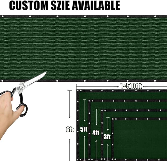 Privacy Fence Screen 5Ft X 163Ft Heavy Duty Outdoor Fencing Panels Windscreen Mesh Fabric Shade Net, 90% Visibility Blocking, Cable Zip Ties Included