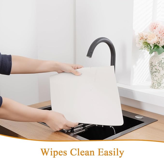 SHACOS Placemats Set of 6 Faux Leather Waterproof Wipeable PU Non-Slip Vinyl Place Mats Heat Resistant Table Mats for Kitchen Dining Table Indoor Outdoor, White