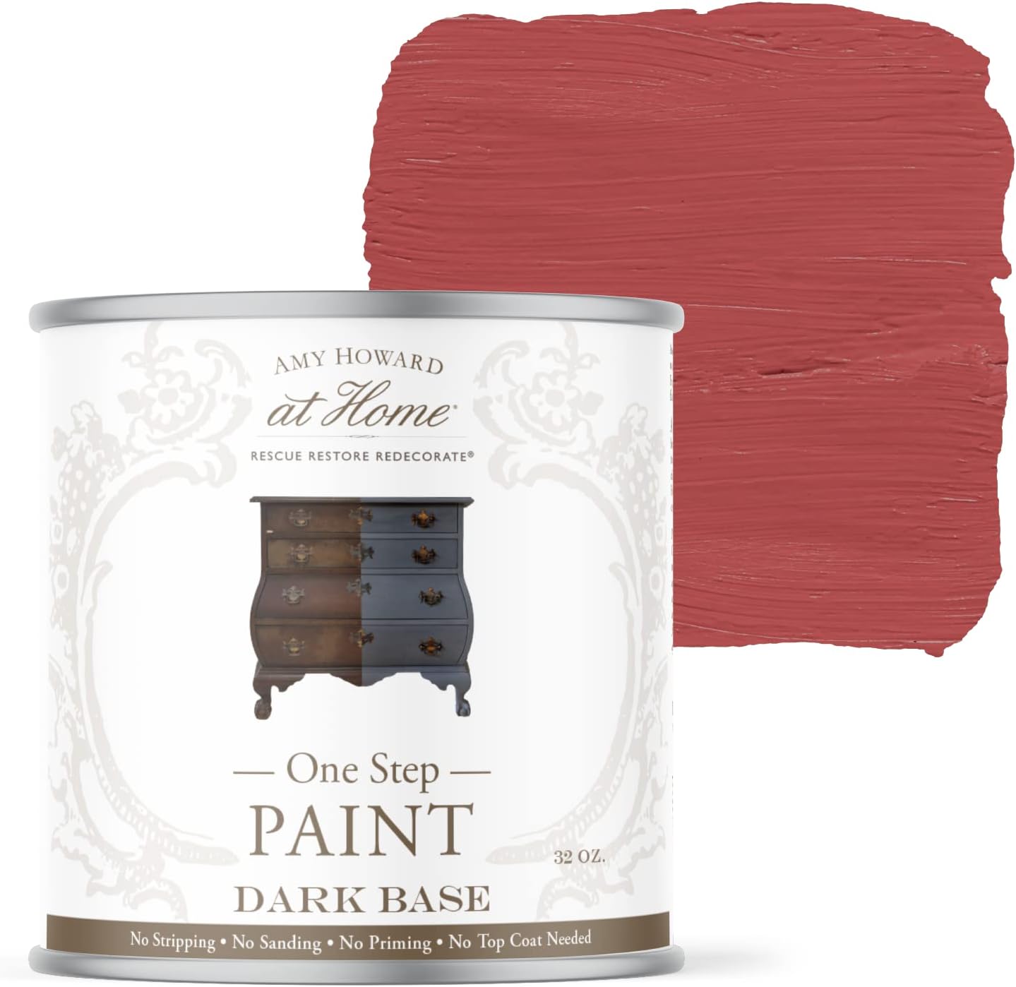 AMY HOWARD AT HOME Chalk-Based One Step Paint for Furniture, Cabinetry, Decor, Finish, and More | No Stripping, Sanding, or Priming | Dark Base | 32 Ounce | Charm School