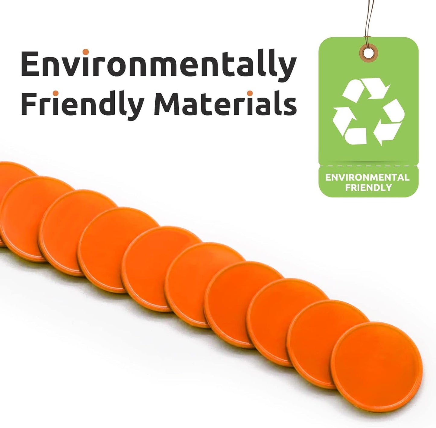 Set of 100 Opaque Plastic Learning Counters Mini Poker Chips Game Tokens with Storage Box (Orange, 1.26 Inch)