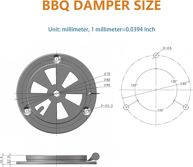 Stainless Steel BBQ Smoker Air Vent - Adjustable Grill Damper for Controlling Airflow - Replacement Parts for Grill and Smoker Vents - 8 Packs