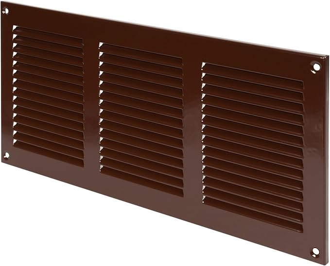 Repa Market 12x6 Inch Air Vent Cover/Brown Galvanized Steel Louvered Grill Cover with Mesh Screen/Wall or Ceiling Vent/Durable Flush Mount HVAC Register for Indoor and Outdoor Ventilation