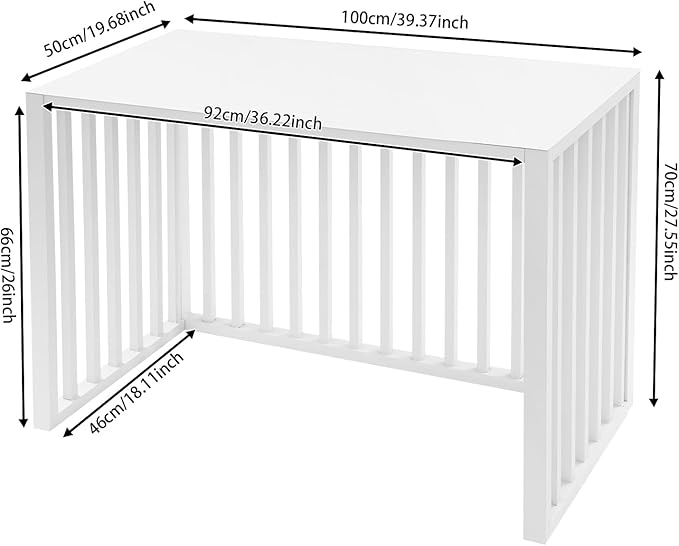 White Air Conditioner Fence with Top Cover, 4 Panels 39.4 "L x 19.7 "W x 27.6" H Privacy Fence Panels for Outside, Freestanding Metal Trash Can Hider Outdoor, No-Dig Air Conditioner Sun Blocker Kit