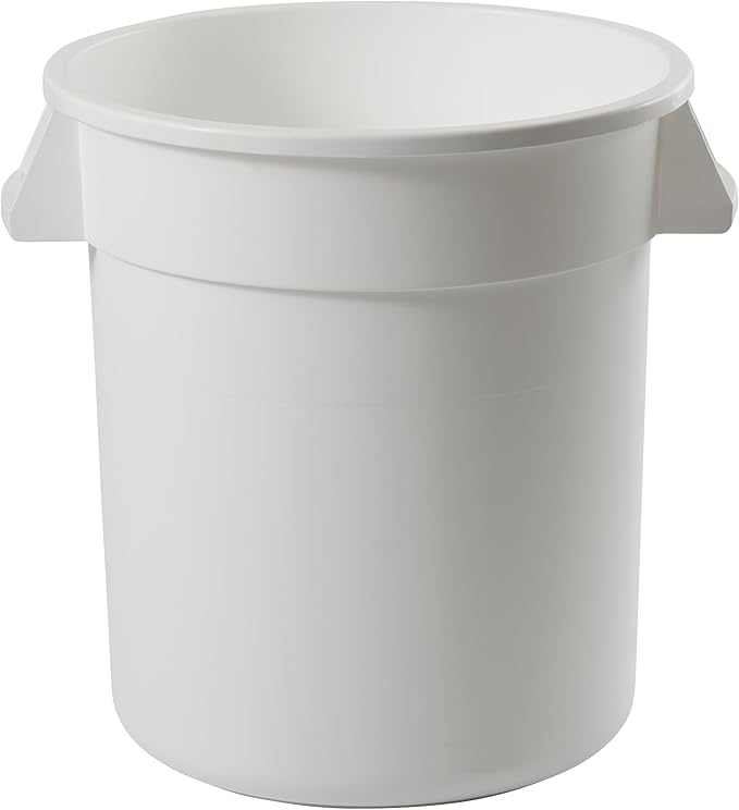 Winco Heavy-Duty Round Waste Container/Trash Can, 10 Gallon, White
