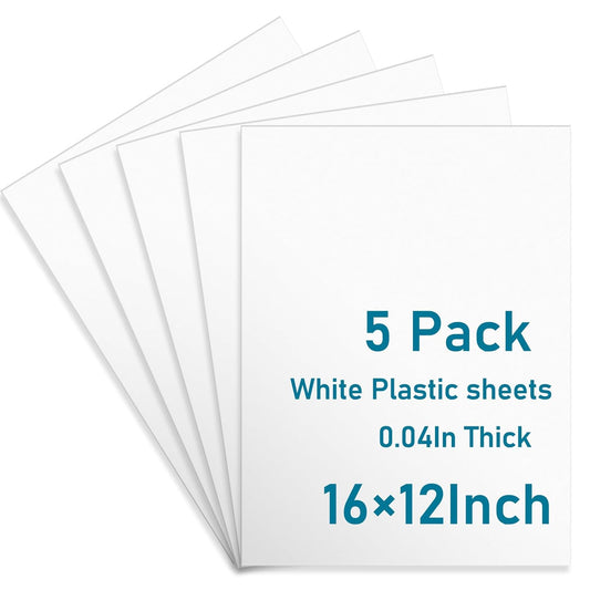 5 Pack White Plastic Sheets 12x16x0.04 in Flexible High Tensile Plastic Sheets Hard Plastic Panel for DIY Materials Handicrafts Home Decoration