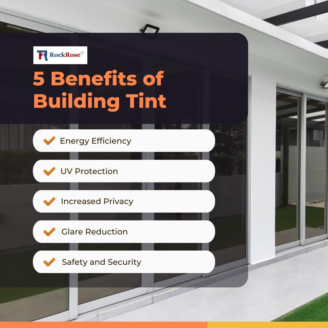 Rockrose Professional Home Window Tint Film – One Way Privacy Window Film for Home Offices Heat Blocker Reflective Adhesive Mirror Tint with 99% UV Block – Silver 36in x 15FT