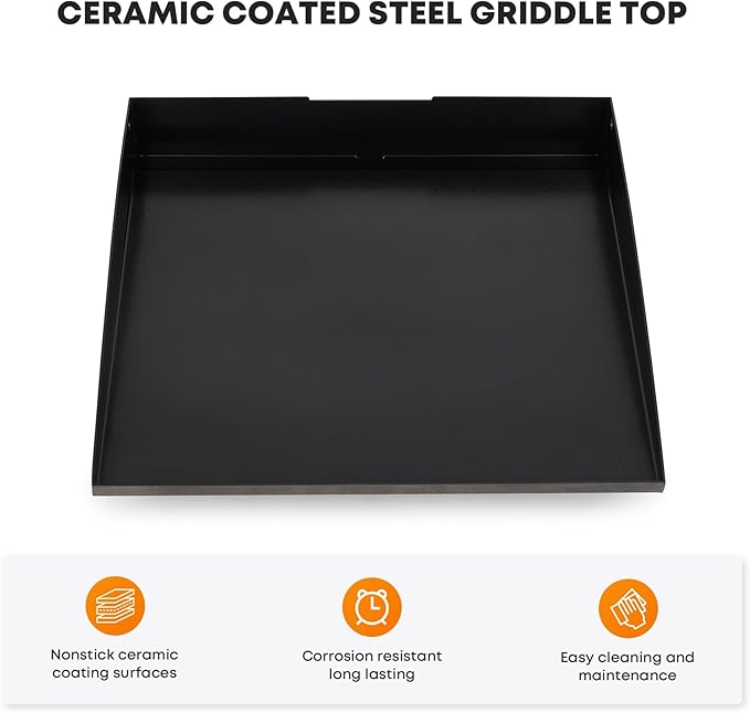 Stanbroil 17 Inch Flat Top Griddle Replacement Top for Blackstone 17" Tabletop Griddle Station, Ceramic Coated Steel Griddle Top Replacement with Rear Grease System, Black