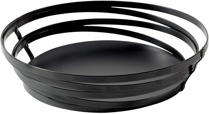G.E.T. WB-992-MG 9" Round Powder Coated Metal Gray Wire Serving Basket, Cyclone Collection