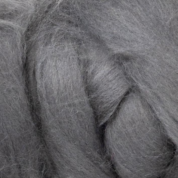 Colored Natural Wool roving, 8 OZ. Best Wool for Needle Felting, Wet Felting, handcrafts and Spinning. (Graphite)