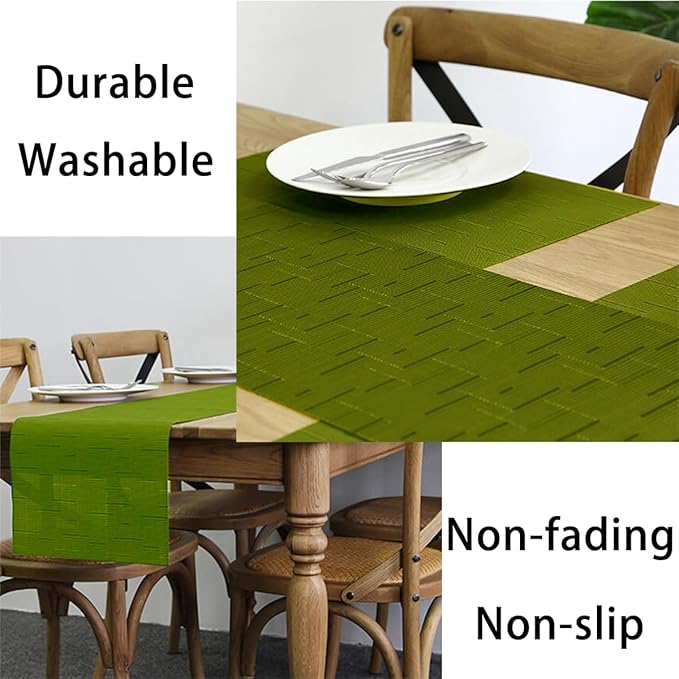 PIGCHCY Placemats Set of 8 Washable Durable Place Mats Vinyl Heat Resistant Non-Slip Table Mats Indoor Outdoor (Sage Green)