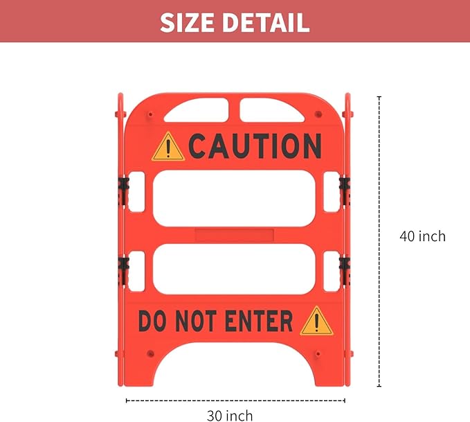Collapsible Safety Barrier with Reflective Strips - Portable Foldable Caution Barricade for Construction Zones, Crowd Control & Traffic Safety, High Visibility Durable Barrier, Weatherproof Hazard Warning Fence