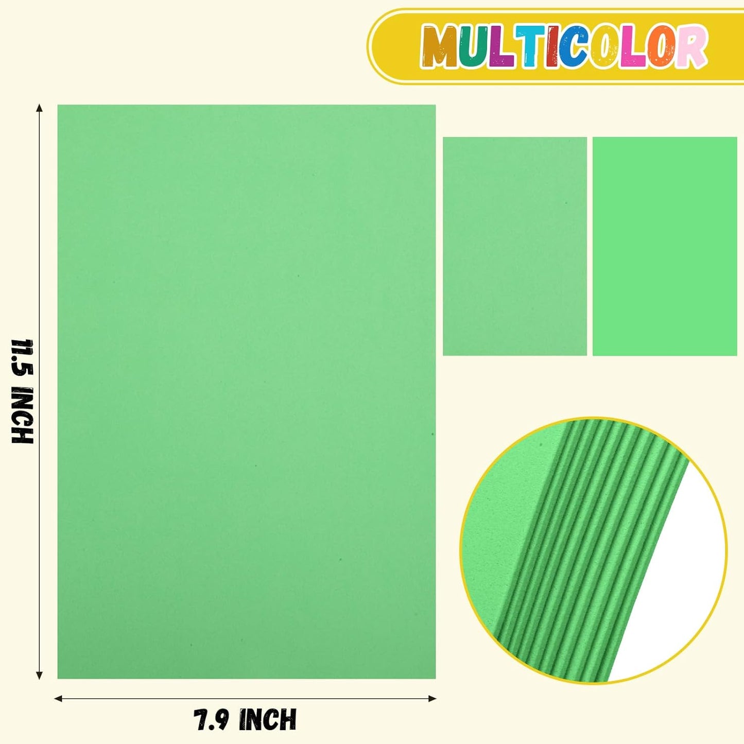 10 Pack Foam Sheets Craft 8 x 12 inch, Eva Color Foam Paper for Art Crafts Projects, Classrooms Scrapbook Gift DIY Cutters Card Party Decoration (Green)