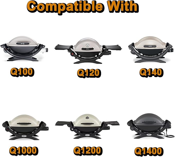 One-Piece Q100 Q1200 Grill Grates Replacement Parts for Weber Gas Grill Parts Q1200 Q 1200 Q100 Q1400 Q120 Q 1000 Q 100 Q140 Grates Weber Baby Q 7644 7582 386002 51010001 Cast Iron Cooking Grates