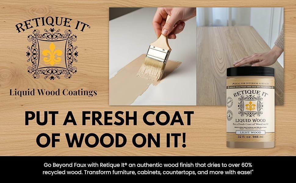 Retique It New and Improved Formula Liquid Wood Coatings - Stainable Primer - Paint It Then Stain it (Bleached Wood, Medium)