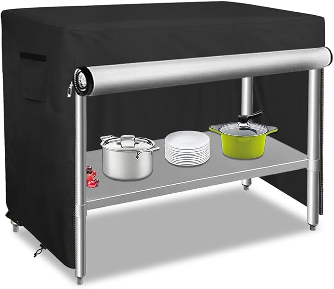 Bitubi 36 Inch Outdoor Prep Table Cover with Split Zipper, Waterproof Stainless Steel Prep & Work Table Cover for Patio Table- 36''L x 24''W x 35''H (Black)