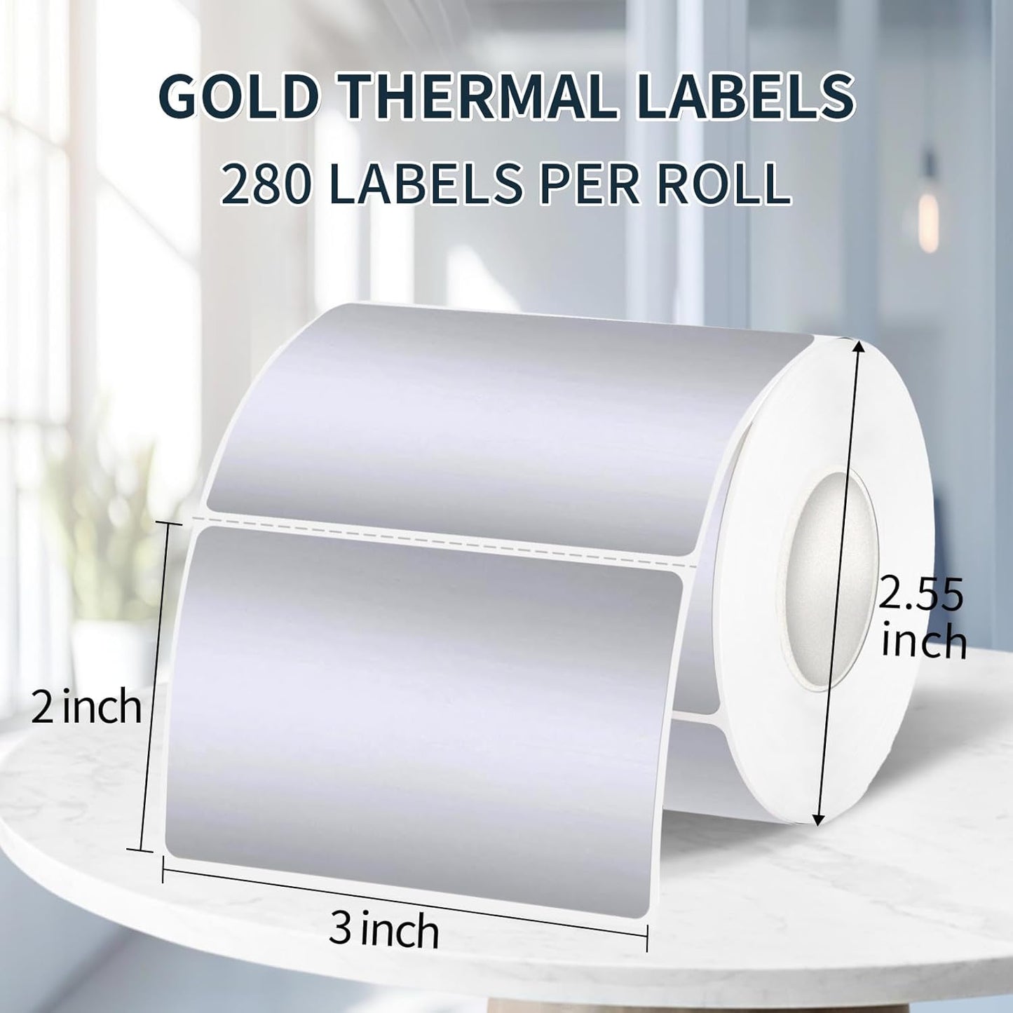 2" x 3" Silver Thermal Label Stickers,Waterproof Thermal Printer Sticker Labels for Gift Wrapping, Self-Adhesive Name Price Tag DIY Custom Logo Design (280 pcs,Silver)