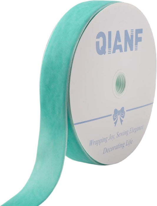 Vintage Turquoise Blue Velvet Ribbon Christmas Ribbon for Gift Wrapping Christmas Tree Ornaments Garland Decorations Crafts, 1-1/2 Inch X 25Yd