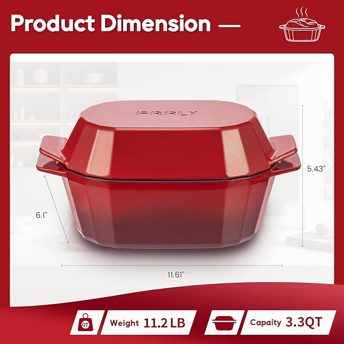 Enameled Cast Iron Dutch Oven for Bread Baking – 3QT Oval Round Heavy Duty Bread Pan with Lid, Non-Stick Ceramic Coating,Loaf Cast Iron Bread Oven for Sourdough, Baking, Roasting, Braising, Stovetop & Oven Safe