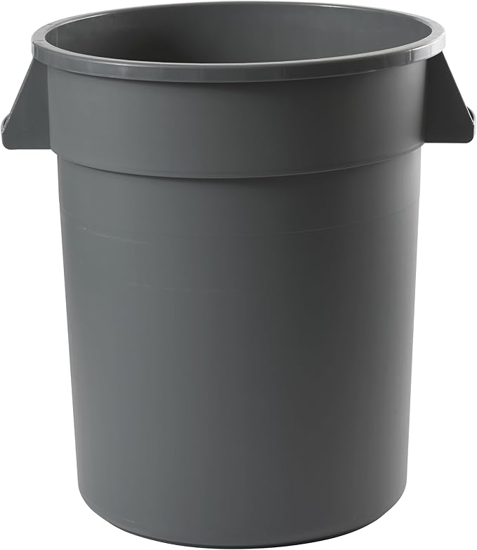 Winco Heavy-Duty Round Waste Container/Trash Can, 20 Gallon, Gray