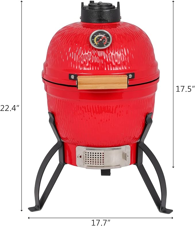 VINGLI 13" Kamado Grill Charcoal Grills Portable Barbecue Grill BBQ Kettle Stand Lid Perfect for Outdoor Camping Patio Backyard Picnic
