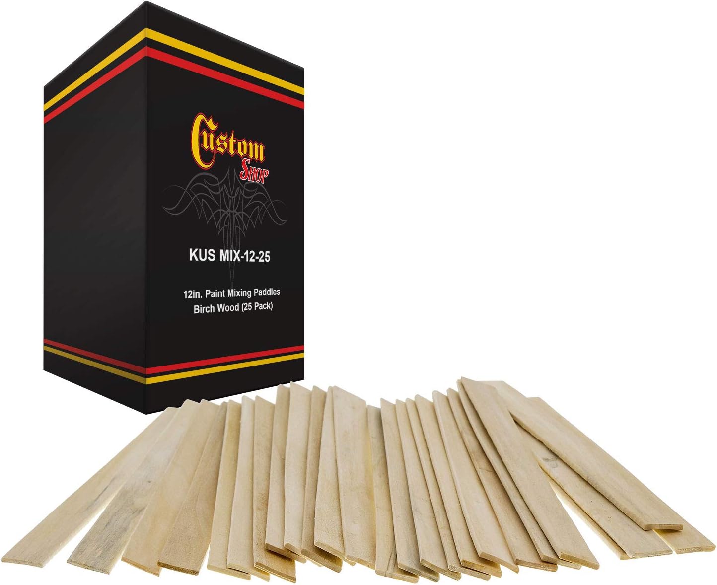 Custom Shop Paint Mix Sticks Pack of 25 Each 12" Birch Paint Mixing Paddles Pack of 25