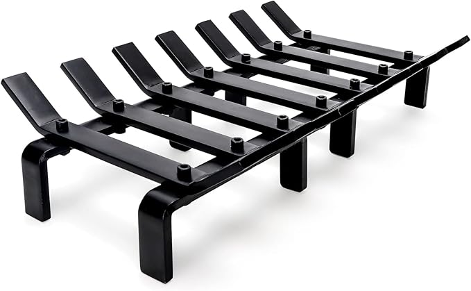 17“ Fireplace Grates Wood Stove Grate Rack Stove Burning Rack Heavy Duty Solid Steel 7-Bars Firewood Holder Easy Assembly Fire Grate for Indoor Hearth Outdoor Firepit Matt Black