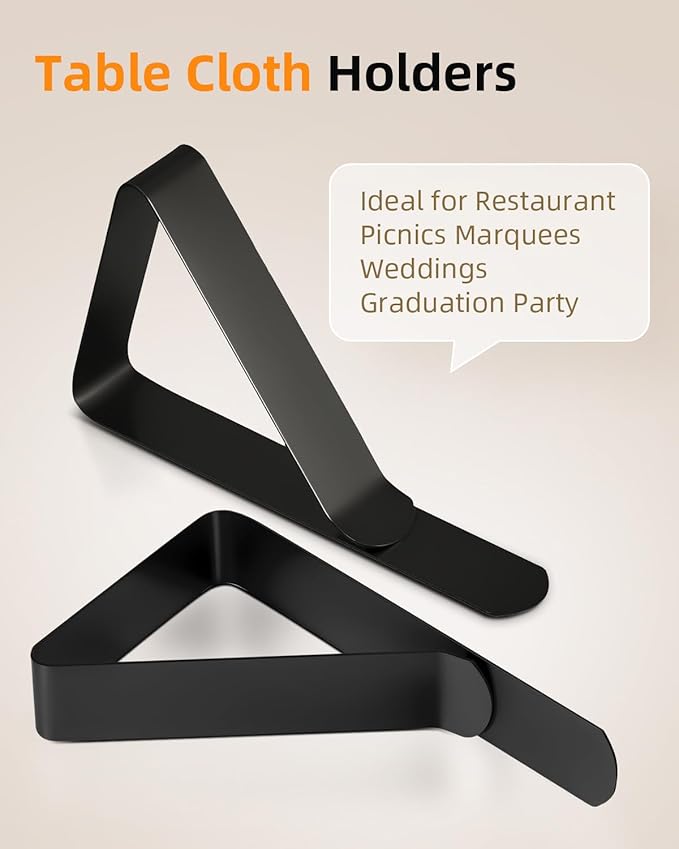 12 Pack Tablecloth Clips - Heavy Duty Picnic Table Clips, Stainless Steel Table Cloth Cover Clamps, Table Cloth Holders Ideal for Restaurant Party