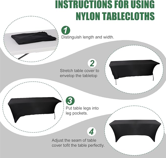 FWTI Deal 6 Feet Foldable Table & Tablecloth Set, Built in Carrying Handle & Alloy Steel Legs, Heavy Duty Portable for Party, Dining, Wedding, Picnic, Camping, Utility - White (Table&Tablecloth)