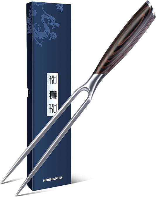 HOSHANHO Meat Fork 7 Inch, Razor Sharp Double-Prong Carving Fork for Meat, Professional Japanese High Carbon Stainless Steel Kitchen Serving Fork for Turkey and Barbecue